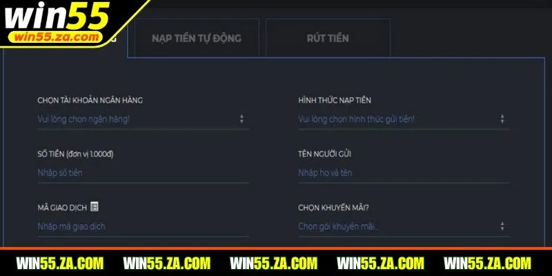 Các kênh nạp tiền WIN55 tiện lợi